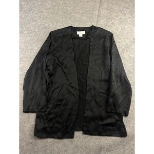 Silk Studio By Claude Bennett Open Front Blazer 90s Old Money 100% Silk Women 12